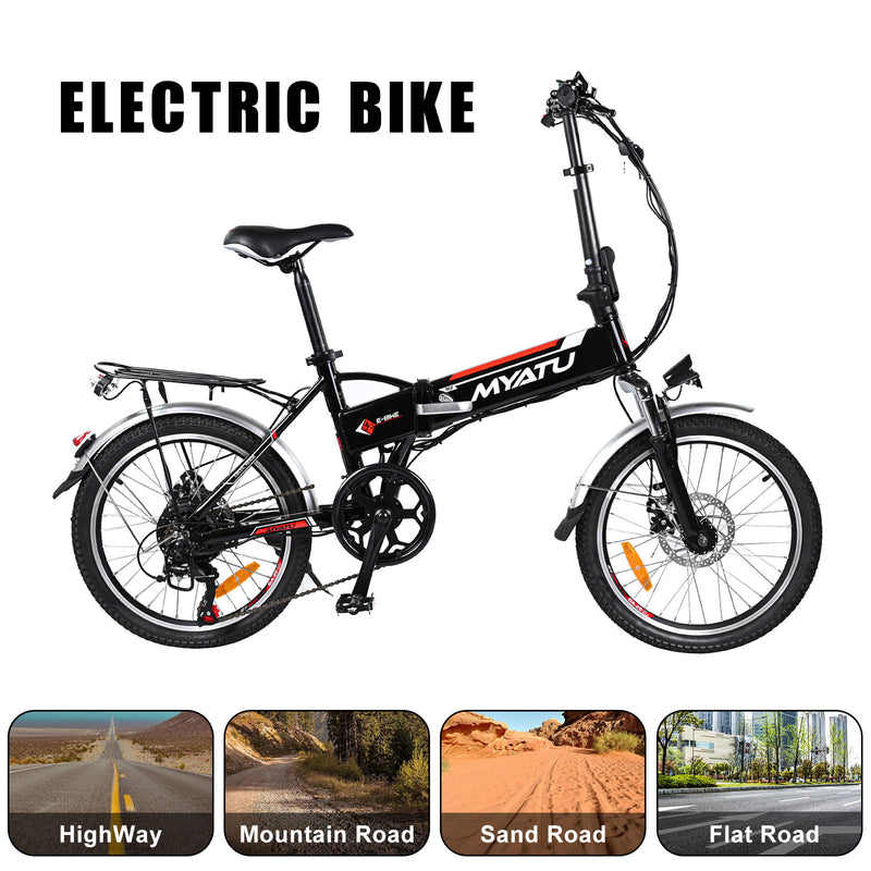 20" 36V 10.4AH 250W 7-växlad elektrisk cykel hopfällbar cykel ram i aluminium