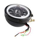 9-Bulbs Beam Headlight Fog Lamp Custom 5.75" Black For Racer Bobber Chopper