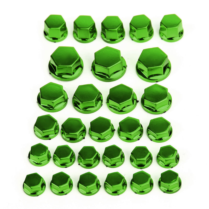 30 tapas protectoras para tornillos, tapa para tornillos hexagonales, color verde, apto para Kawasaki