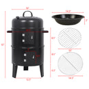 Abnehmbarer 3-in-1 Vertikaler Holzkohle-Smoker Tragbarer BBQ-Smoker-Grill
