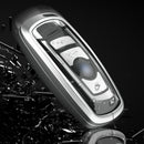 Autoschlüsselhülle aus Aluminiumlegierung mit TPU-Finish, silberfarben, mit Schnalle, passend für BMW x3 x1 x5