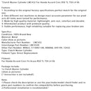 Honda Accord Civic RSX TL TSX L4 V6 Kupplungsgeberzylinder LMC432 LMC4320