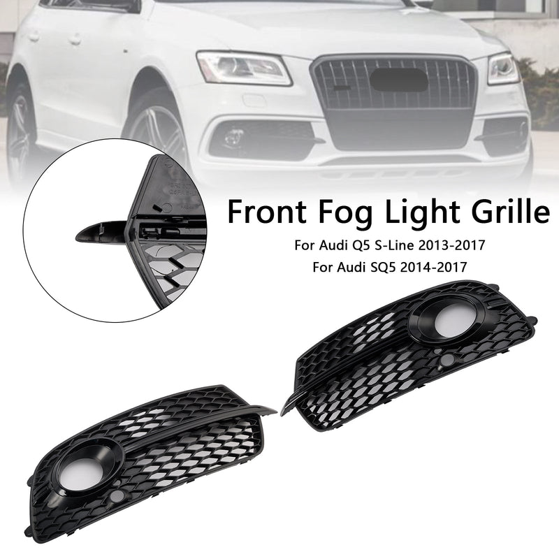 Frontstoßstange Nebelscheinwerfer Grill Grille Fit Audi Q5 S-Line SQ5 2013-2017 Schwarz