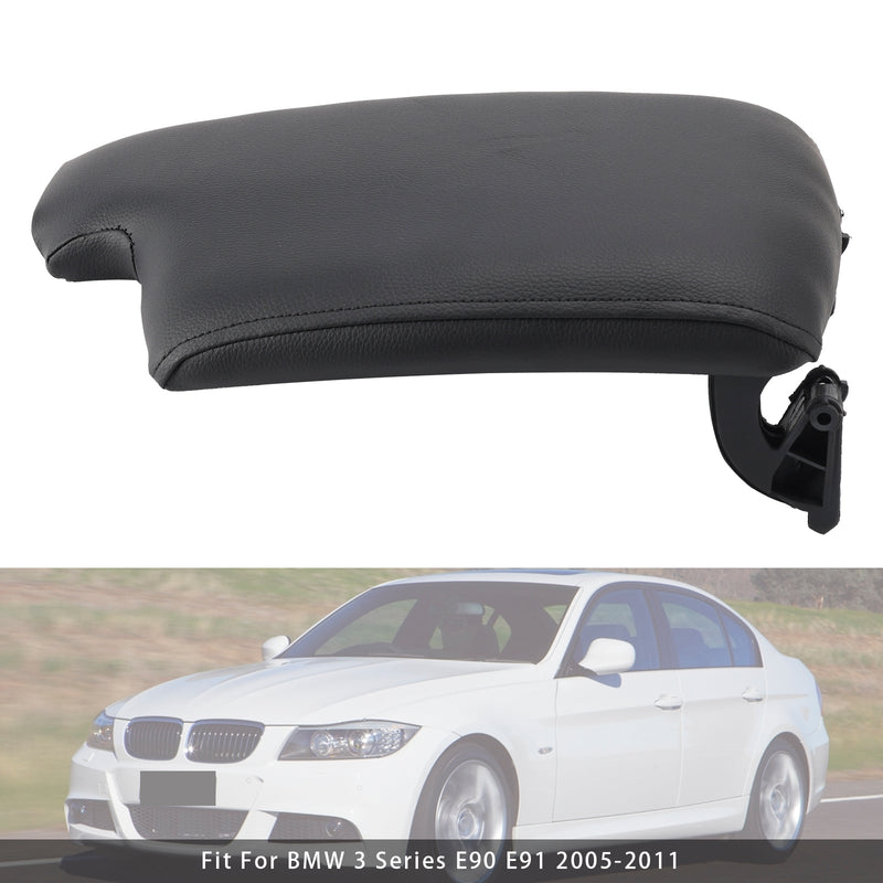 Schwarzer Leder-Armlehnen-Mittelkonsolendeckel für BMW E90 E91 E92 E93 51169134486