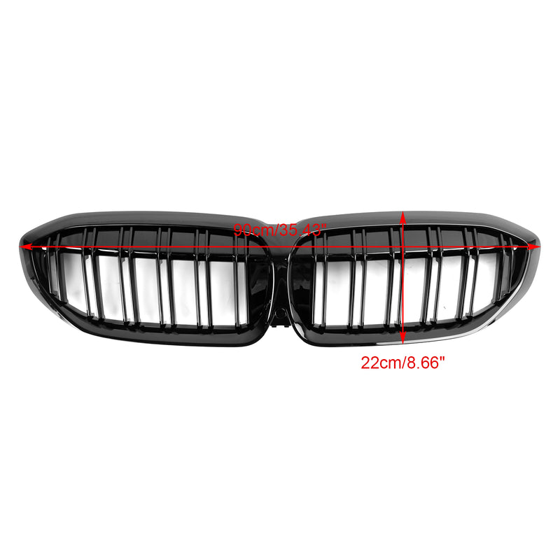 Black Dual Slat Kidney Grille Grill 51138072085 Für BMW 3 Series G20 2019-2022