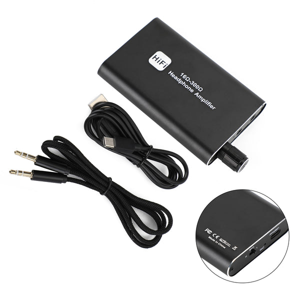 16Ω-300Ω HIFI Kopfhörerverstärker Tragbarer 3.5mm AUX AMP mit Audio USB Kabel