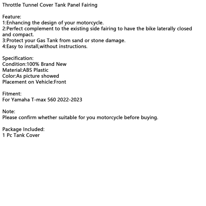 2022 2023 Yamaha Tmax 560 Guest Tunnel Cover Tank beklædning