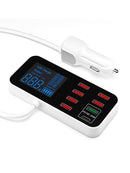 USB-Ladegerät PD5V1A QC3.0 Display Kleines Auto 8 Port Autoladegerät Zigarettenanzünder