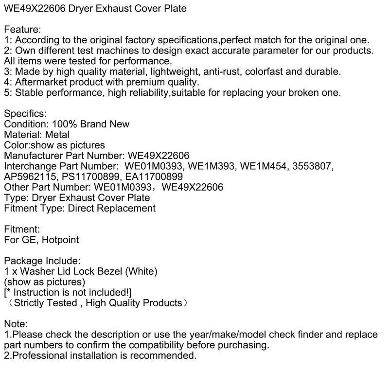 WE49X22606 Trockner-Abluftabdeckung