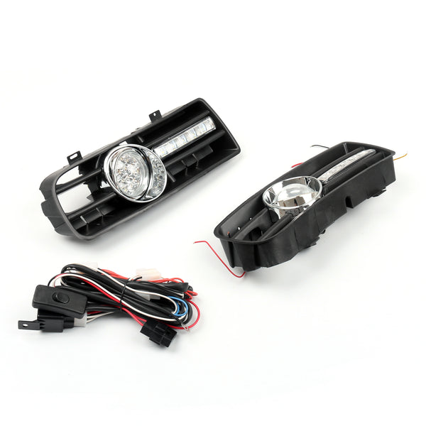 2 faróis de neblina de 5 LEDs dianteiros com grade DRL para 99-04 VW Golf MK4 GTI TDI 