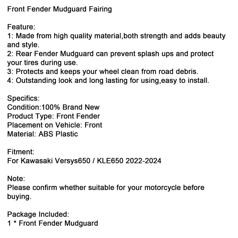 2022-2024 Kawasaki Versys 650 KLE650 etulokasuojan lokasuoja