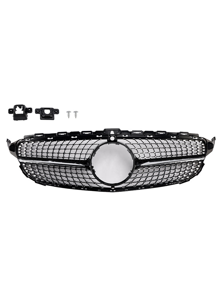 Diamond Front Grill Grille Fit Benz C-Class W205 C250 C300 C400 2015-2018