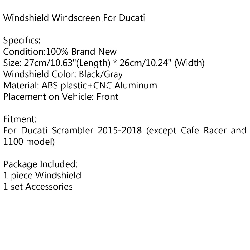 Motorrad Windschild Windschutzscheibe für Ducati Scrambler 2015-2018