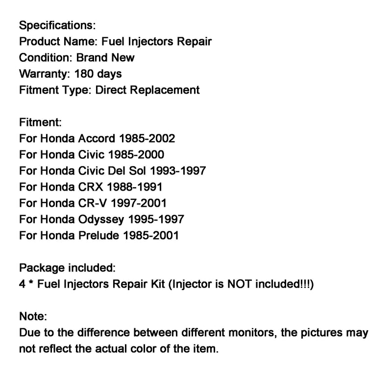 Reparationssats för bränsleinsprutare O-ringar Tätningar passar Honda Accord 1985-2002 Civic CRX