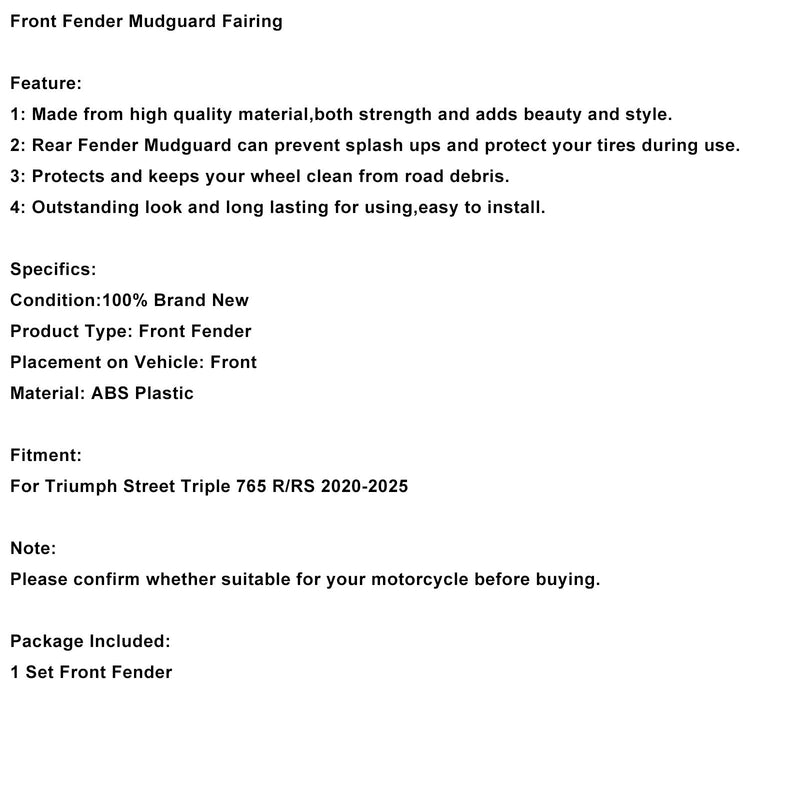 2020-2025 Street Triple 765 R RS Vorderradkotflügelverkleidung