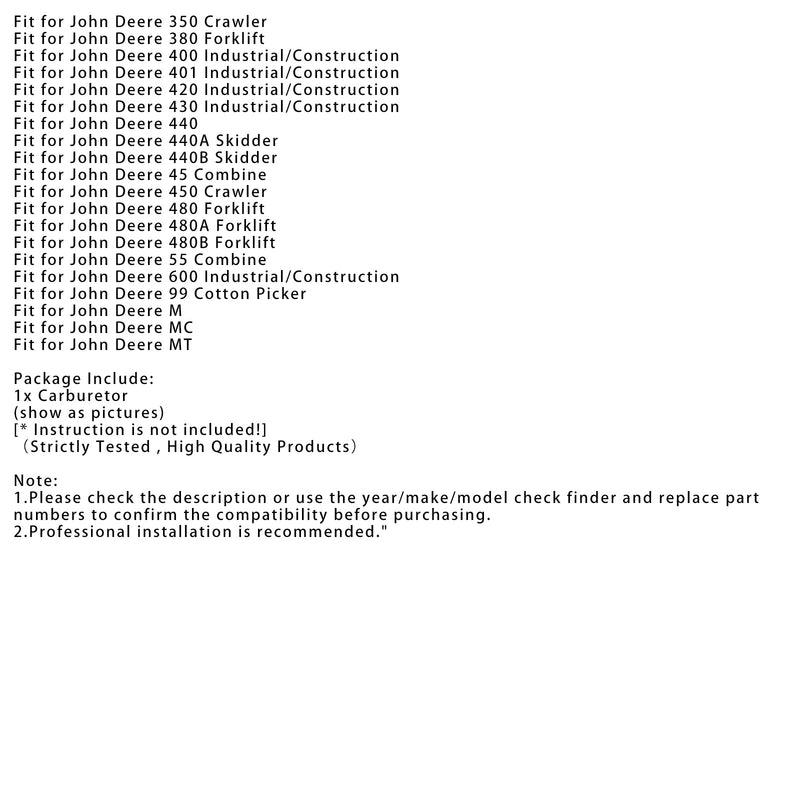 John Deere Mt förgasare 1403-0001 102631AS 520736M92 TSX997