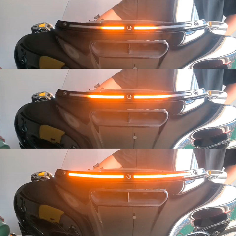 2014+Touring Electra Glide Street Glide Ultra Limited LED Lauf Blinker Licht Windschutzscheibe Trim