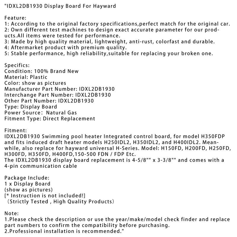 FDXLBKP1930 Teclado e montagem de abertura IDXL2DB1930 Placa de exibição para Hayward