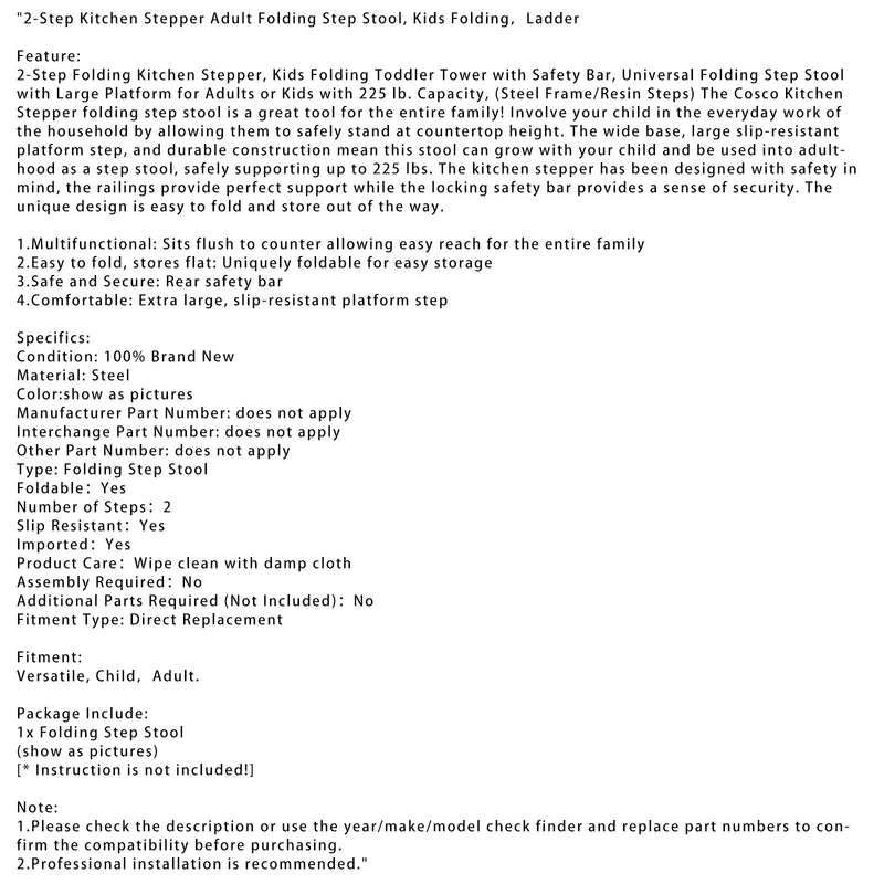 2-stufiger Küchen-Stepper für Erwachsene, klappbarer Tritthocker, Kinder-Klapp