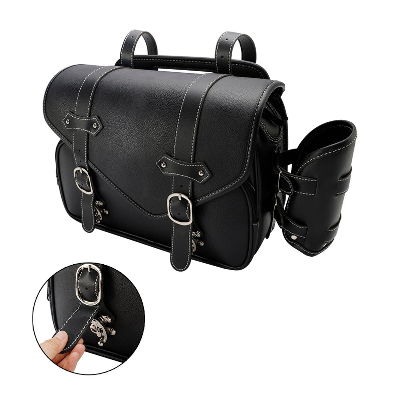 Heck Bag Pu Pu Side Saddle Tail Bag Bagasjepose Lagring Svart for motorsykkel