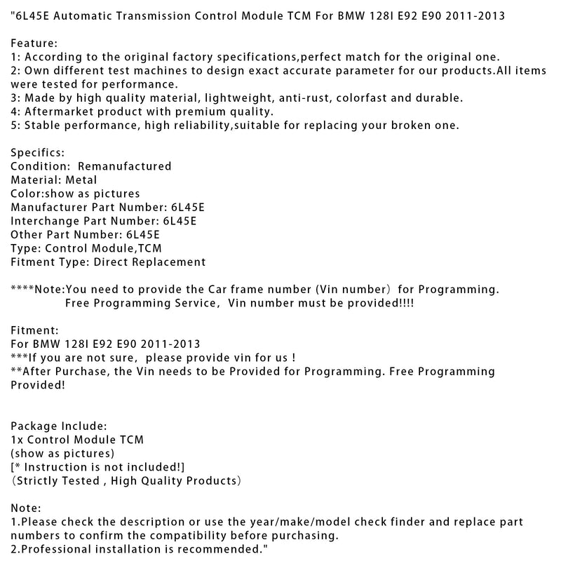 2011-2013 BMW 128I E92 E90 6L45E Automatikgetriebe-Steuermodul TCM