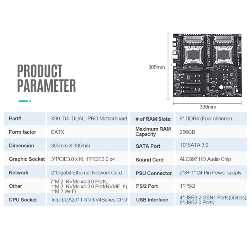 X99 Dual-Kanal Motherboard PRO Desktop-Computer Motherboard LGA2011-3 V3/V4