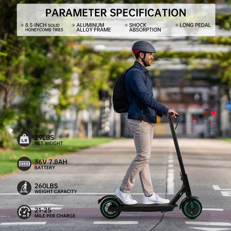 8,5" zusammenklappbarer Elektroroller mit App, 350 W, 35 km Reichweite, 30km/h, Pendeln in der Stadt