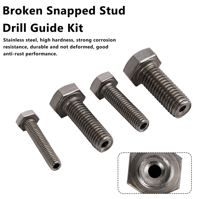 Stainless Steel M6 & M8 & M10 & M12 Broken Snapped Stud Drill Guide Kit 4PCS