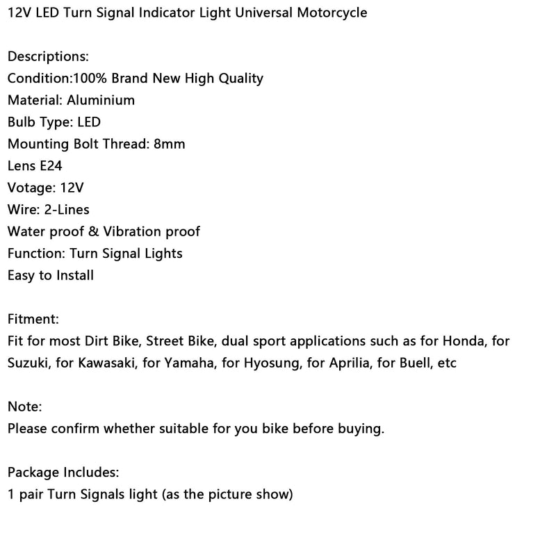 12V LED Blinker Anzeige Licht 8mm Universal Motorrad Für Suzuki