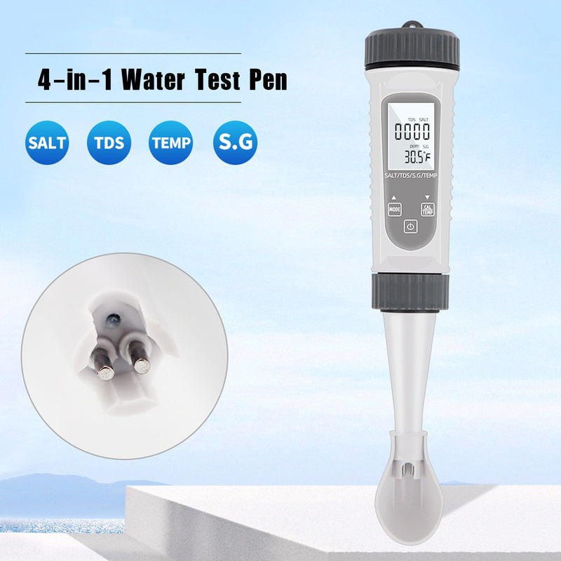 4In1 EC/SG/TEMP/suolaisuusmittari Digitaalinen vedenlaatumittarin testaustyökalu