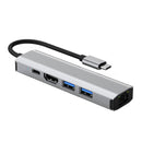 5 in 1 TYPE-C auf USB3.0*1+USB2.0*1+PD100W/USB-C Daten+HDMI+100M Netzwerkkarte iPad
