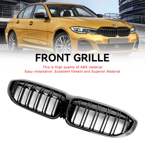 Black Dual Slat Kidney Grille Grill 51138072085 Für BMW 3 Series G20 2019-2022