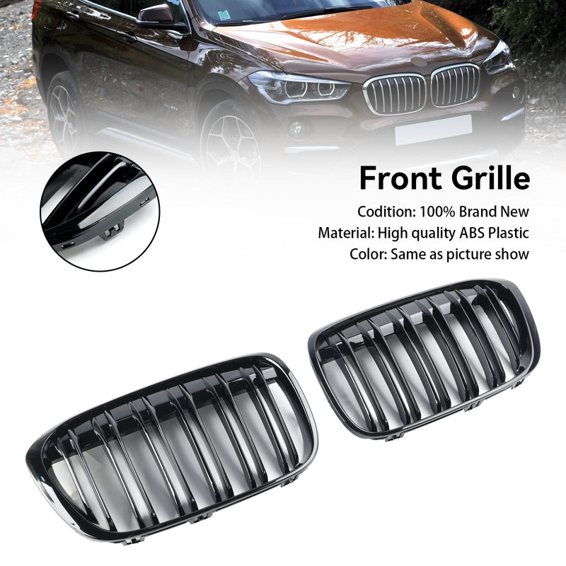 2016-2019 BMW X1 F48 F49 2ST blank svart främre njurgrill