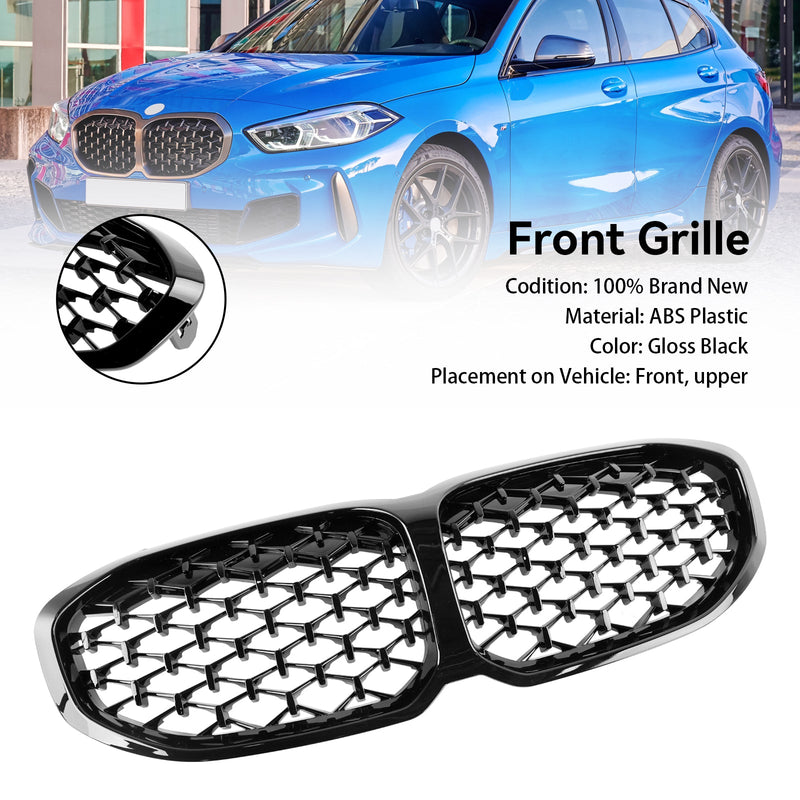 Parrilla renal BMW Serie 1 F40 2019-2024 en negro brillante con diseño de diamante