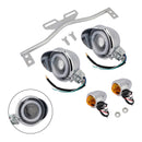 #D22 Headlight Lamp Spotlight Universal Coler Switch Fits Chrome For Motorcycle