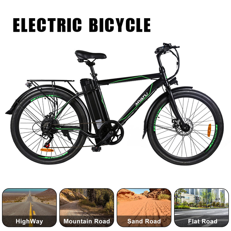 26" 36V 12,5AH 250W 6-växlad mountainbike elcykel