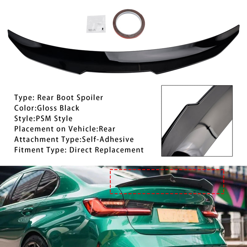Glänzend Schwarz Hinten Boot Spoiler Für BMW 3 Serie G20 G80 19-25 PSM Stil