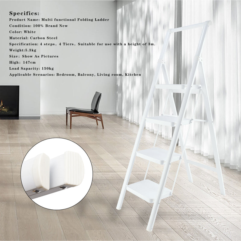 4 Trin Ladder Folde Trinstige til Voksne Skridsikker pedal Letvægts