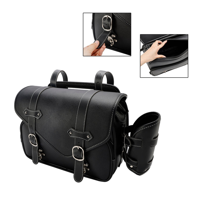 Heck Bag Pu Pu Side Saddle Tail Bag Bagasjepose Lagring Svart for motorsykkel