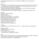 2011–2016 BMW 528i 535d 550i Clading de parabrisas 51717203124