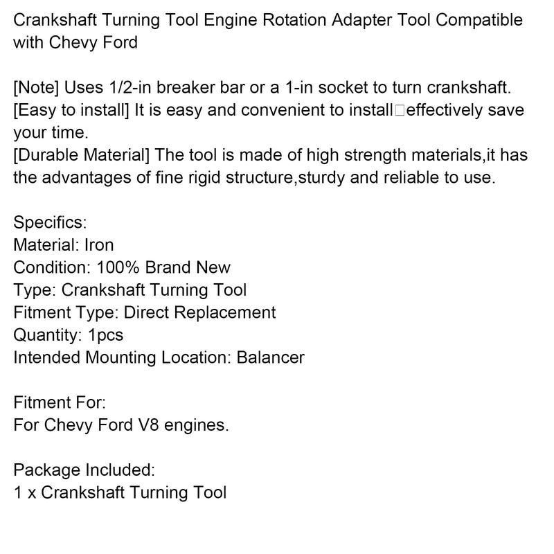 Kurbelwellen-Drehwerkzeug, Motordrehadapter-Werkzeug für Chevy Ford V8-Motoren