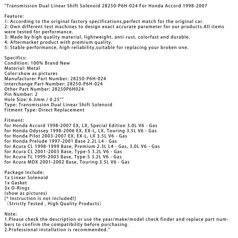 1998-1999 Acura CL Base Premium 2.3 L L L4 Transmission, dobbeltlinær kretsmagnet 28250-P6H-024