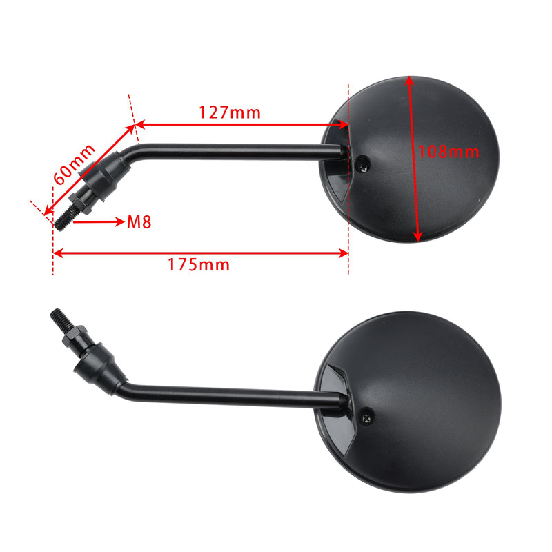 Simson S50 S51 S53 SR50 Schwalbe KR51 par de espelhos retrovisores pretos M8x1,25