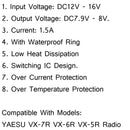 Adaptador de cargador de batería de coche, eliminador de Radio/A5 para Yaesu VX-7R VX-6R VX-5R