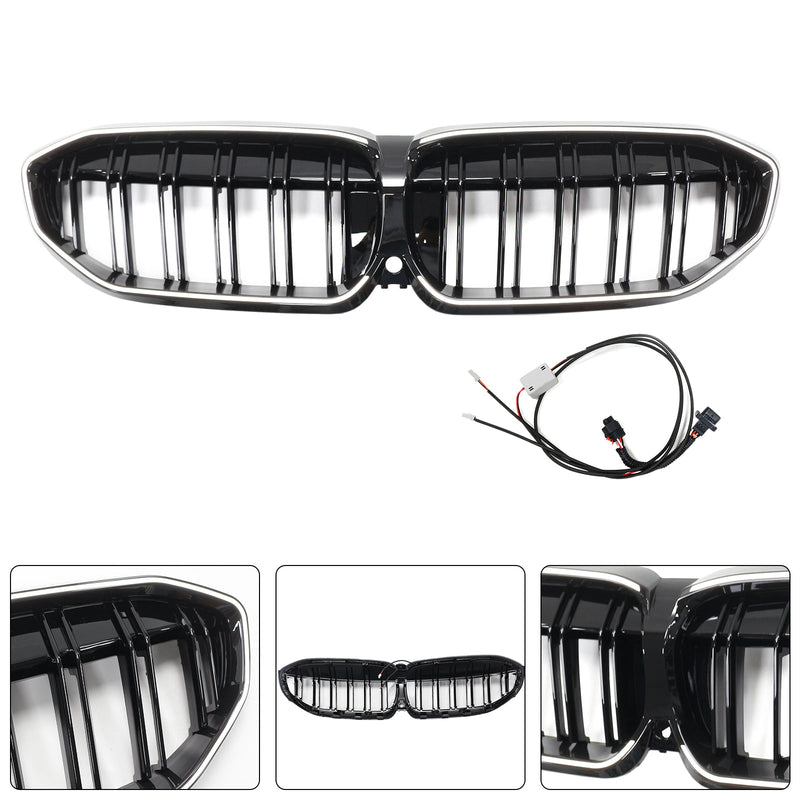 2019–2022 BMW 3 Series G20 DoubleLame Renal Grille, negro, 51138072085