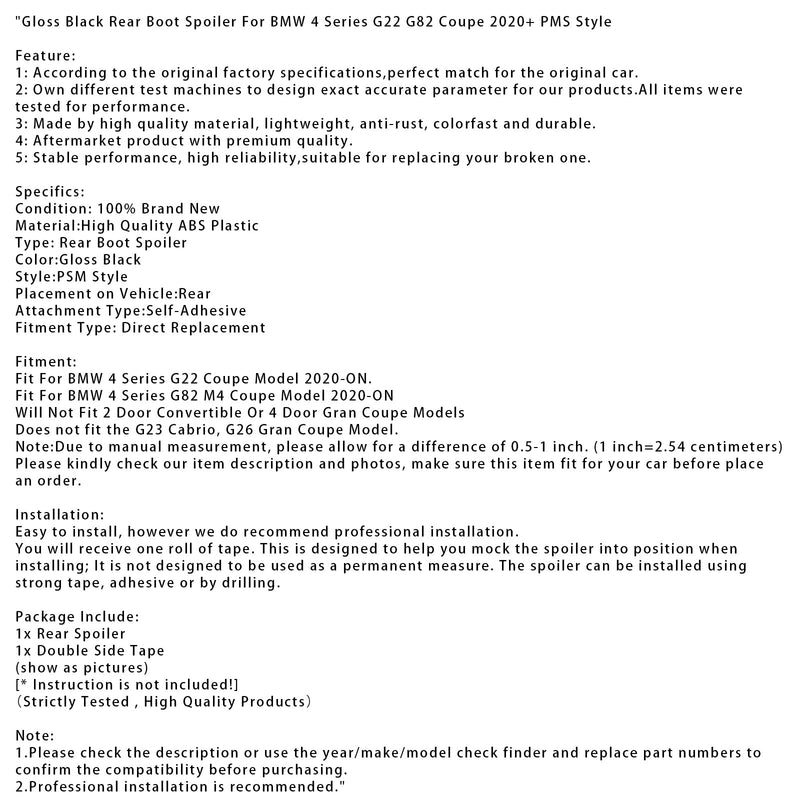 Heckspoiler im PMS-Stil, glänzend schwarz, ab Baujahr 2020