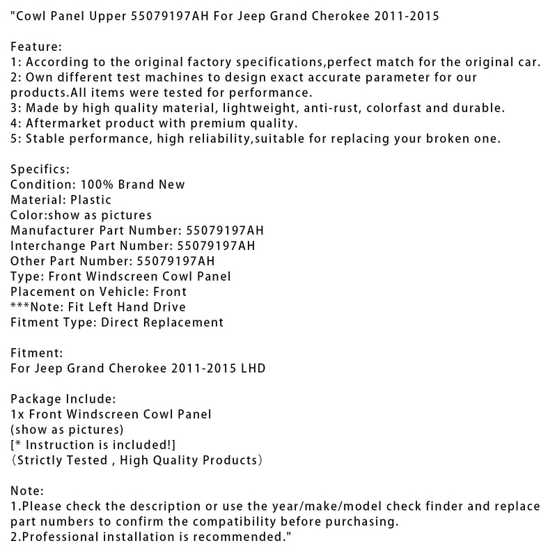 2011–2015 Jeep Grand Cherokee, obere Verkleidung, 55079197AH