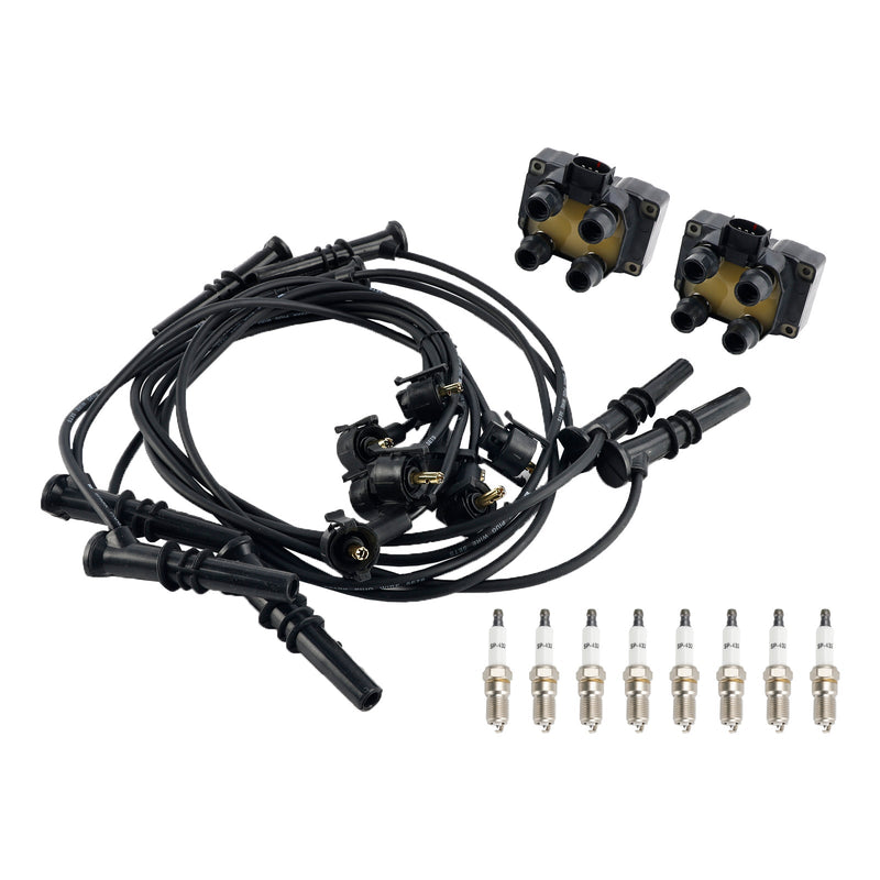 1997-2001 Mercury Mountaineer V8 5.0L 2 bobinas de encendido, 8 bujías y kit de cables FD487 SP432