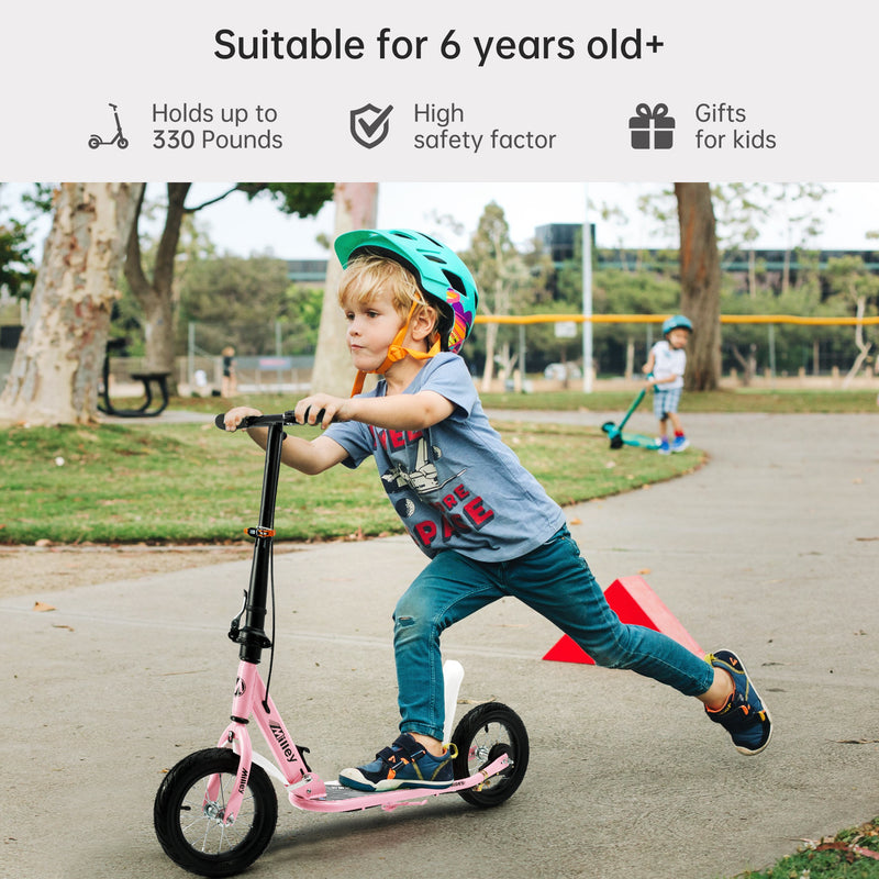 Stoßdämpfender Faltbarer Kick-Scooter für Erwachsene & Jugendliche 12" Große Luftbereifte Gummireifen für Sanftes Fahren