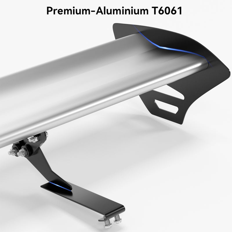 Alerón trasero de aluminio ajustable para escotilla universal GT, color plateado, 15